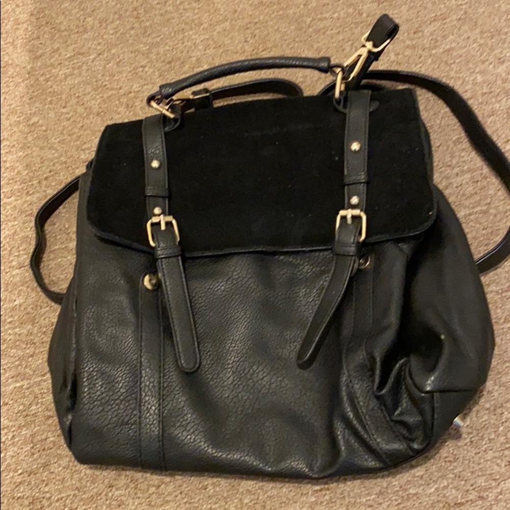 Black faux leather bag